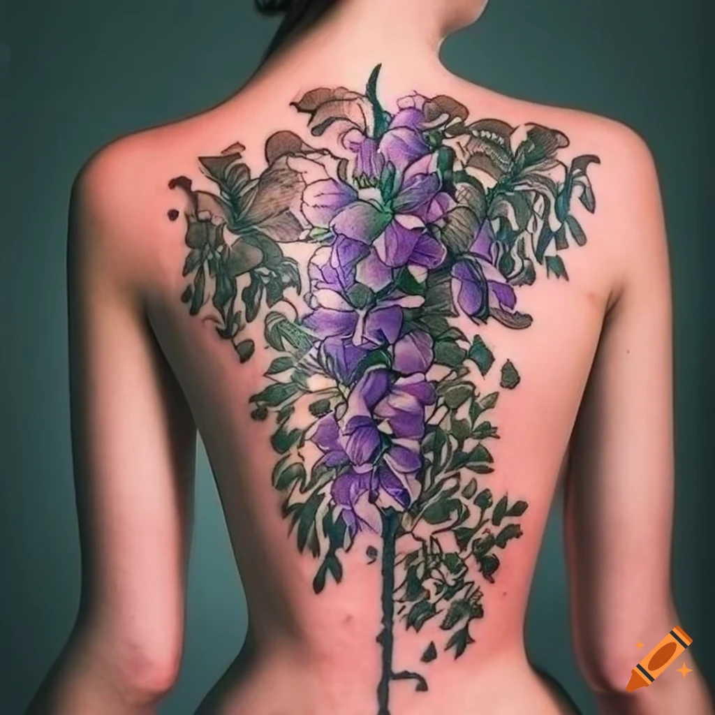 Wisteria back tattoo design on Craiyon