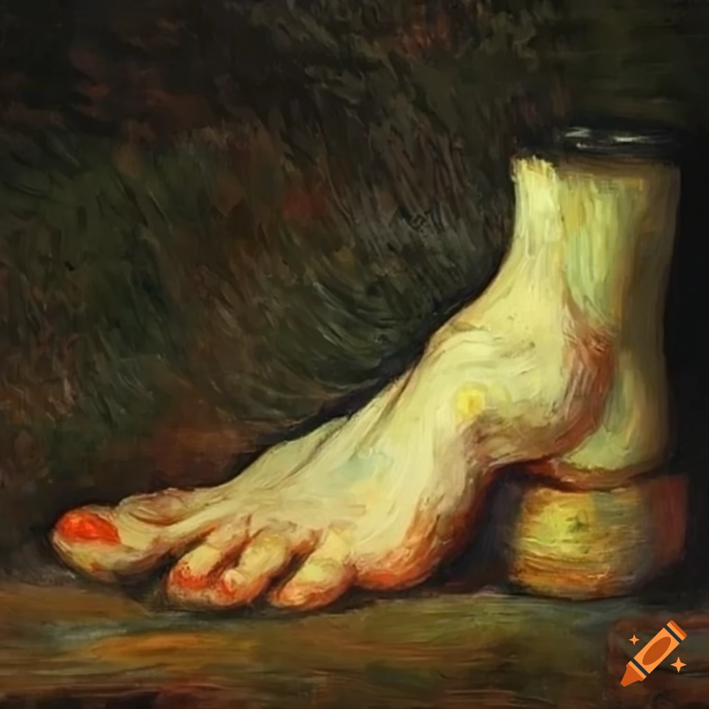 Artistic depiction of foot hygiene with swirling brushstrokes