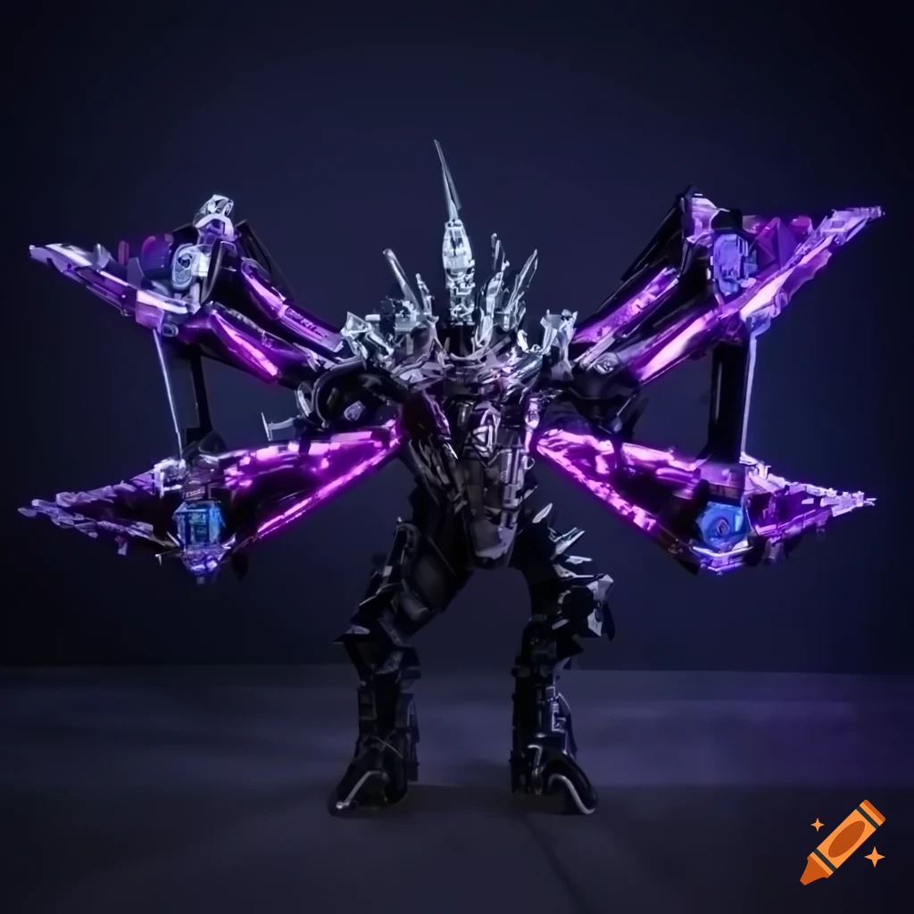 Cybernetic dragon against plain background