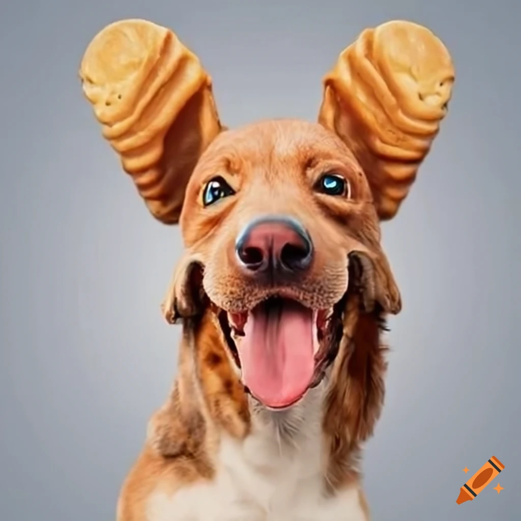 Dog with baked potatoes as ears on Craiyon