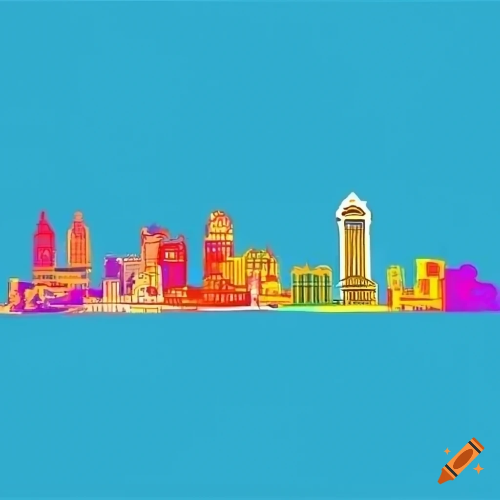 Cincinnati skyline in a simple line art style