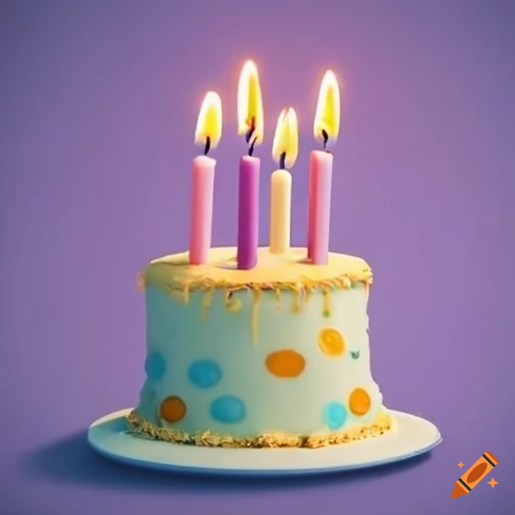 Child's birthday cake with four candles