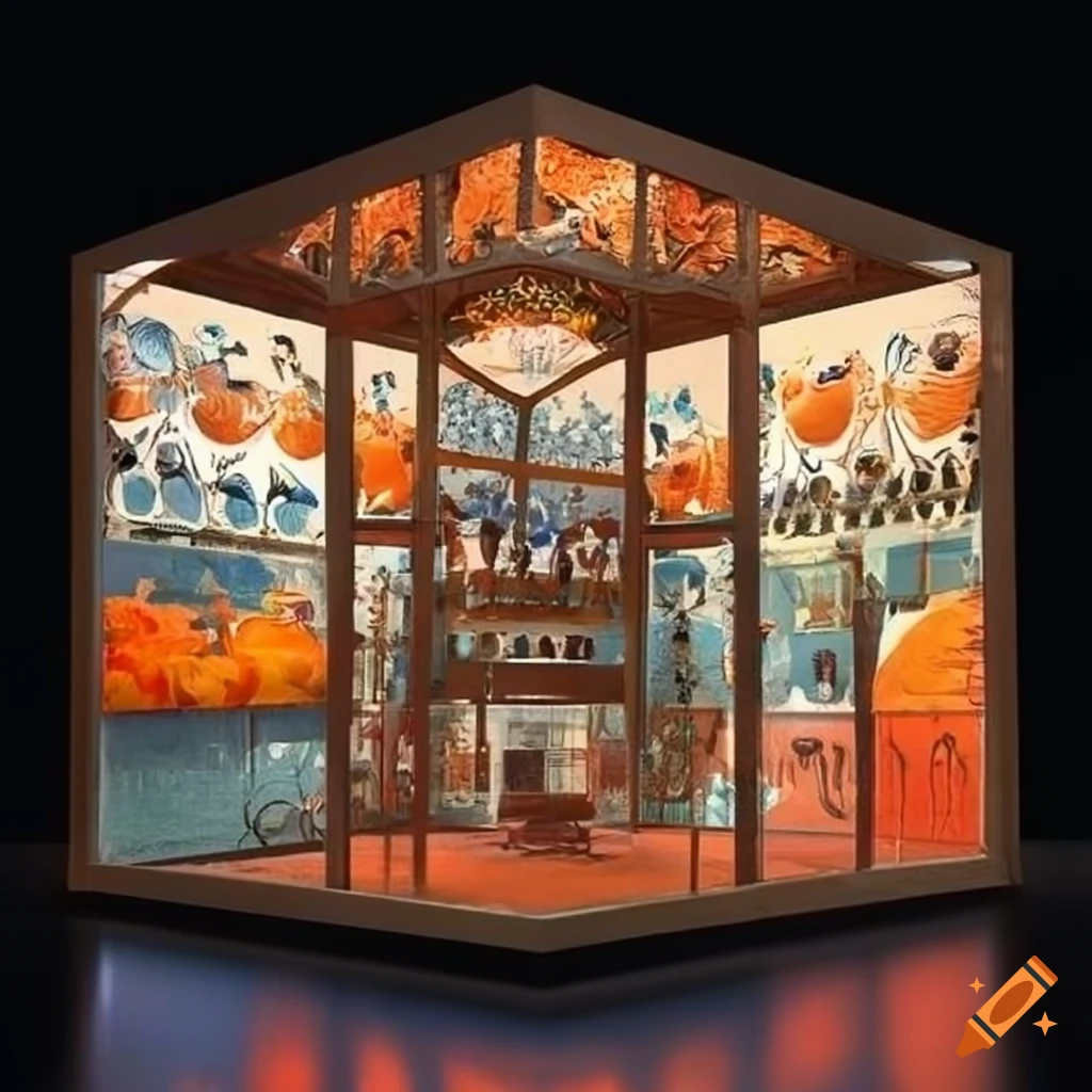 Exhibition booth with Bidasari concept featuring goldfish, batik, and other elements