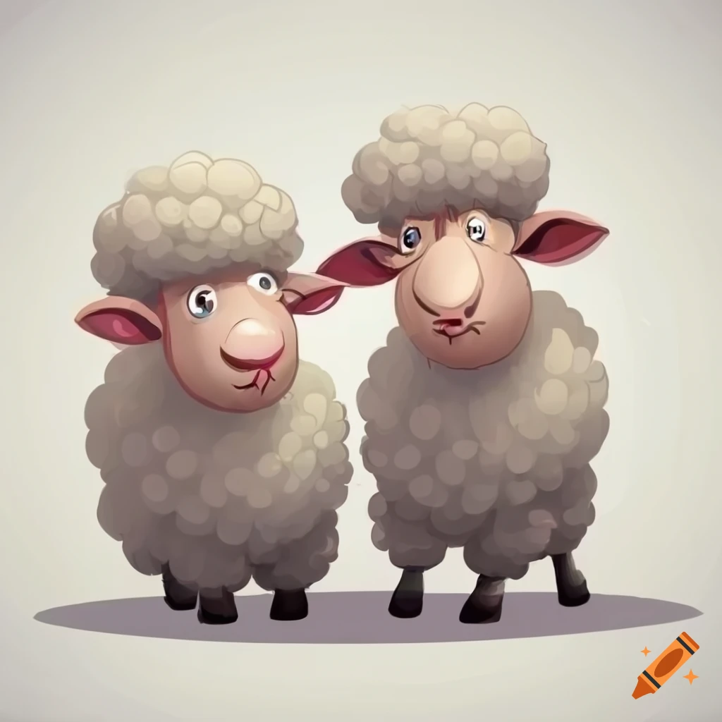 Two sheep in a cartoon style