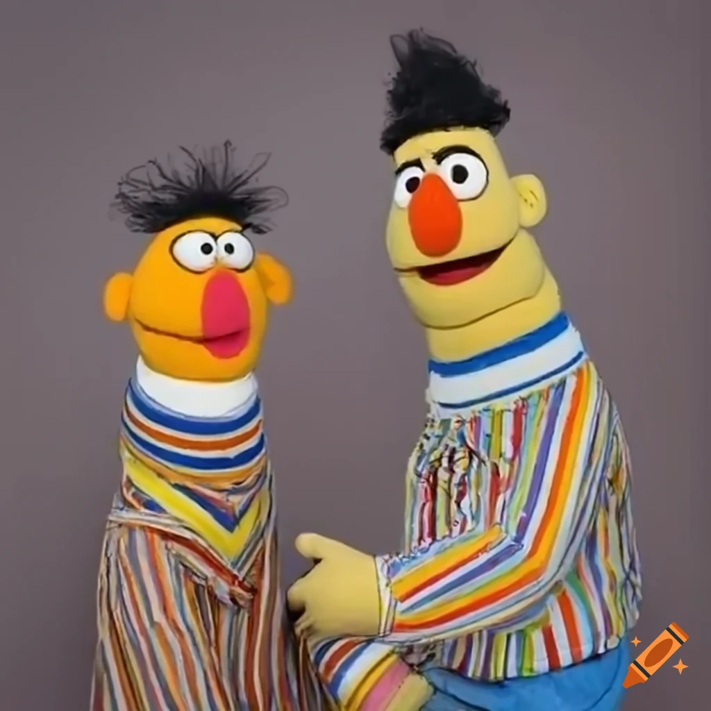 Bert and Ernie watching a men's swimming show on TV in 1980