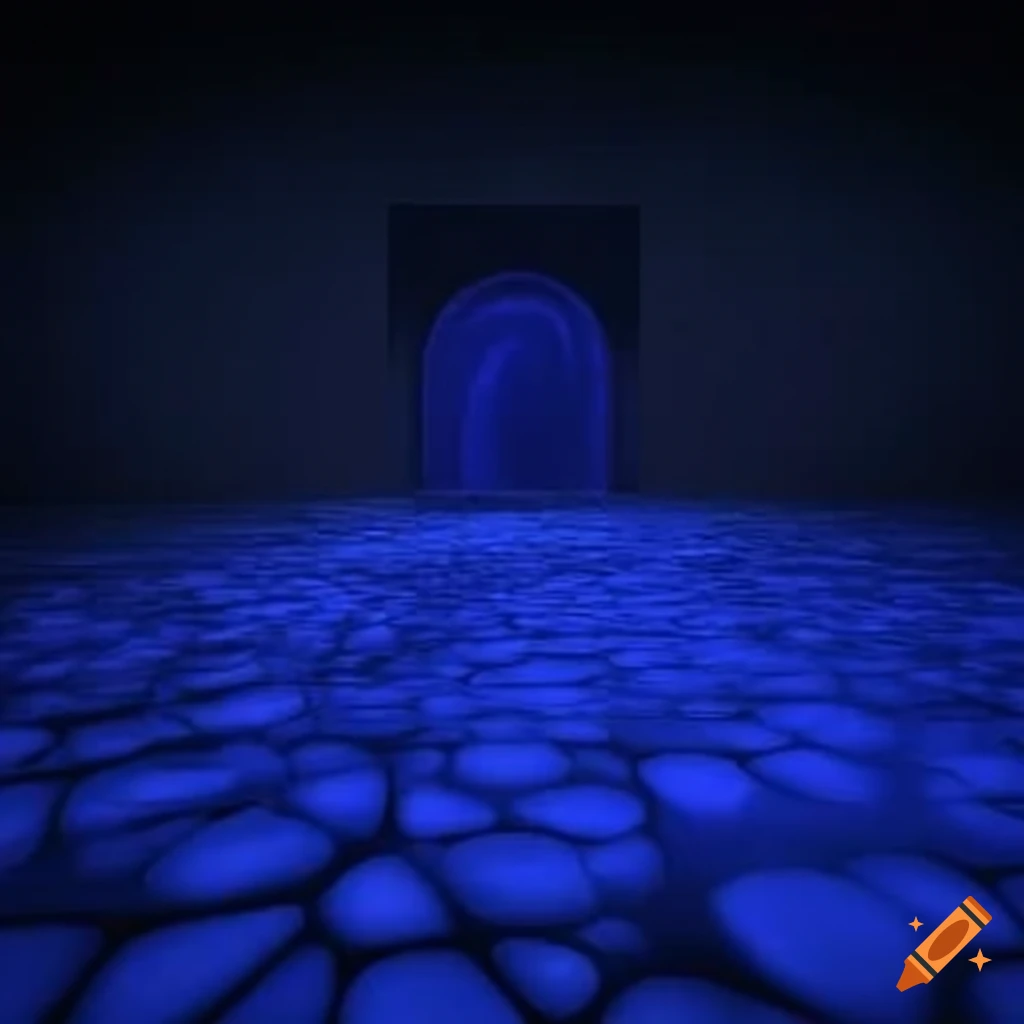 Dimly lit room with ice floor structure