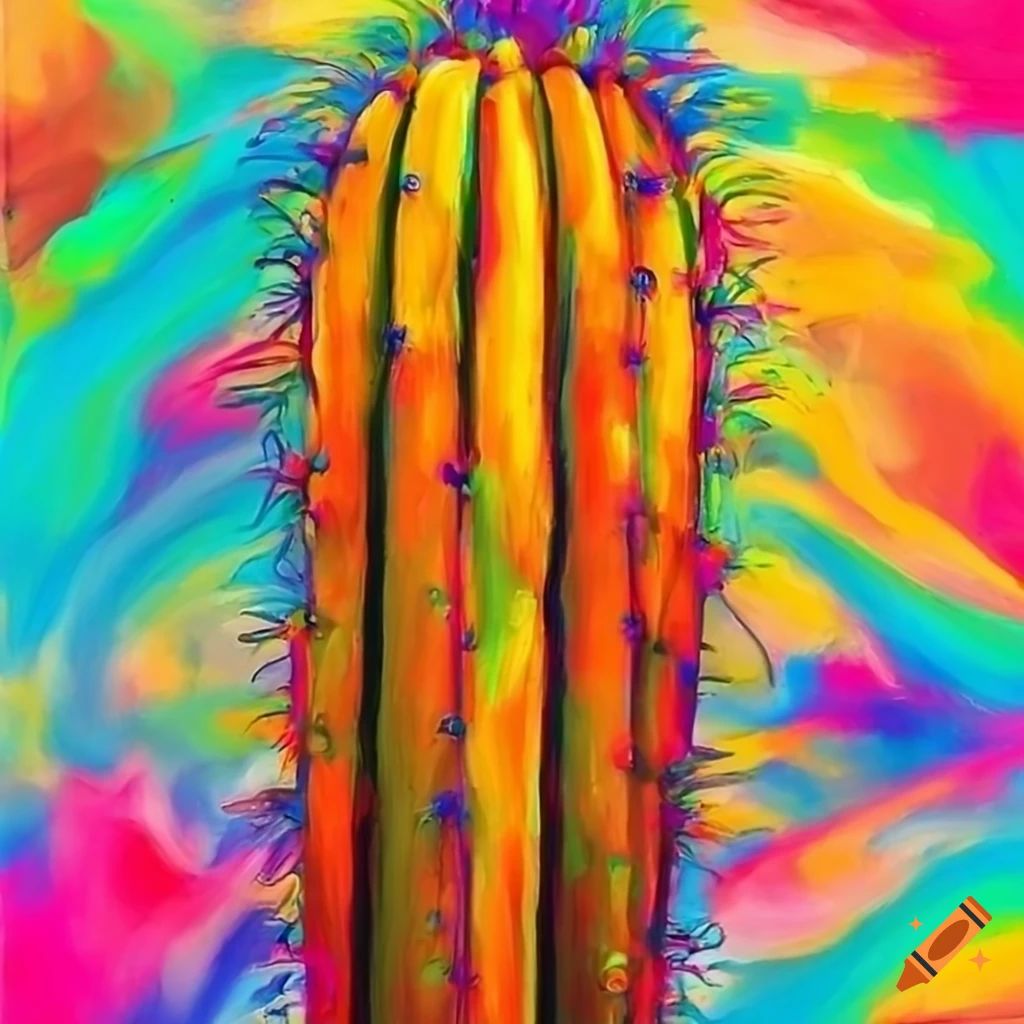 Colorful Hyperrealistic Painting Of A Columnar Cactus On Craiyon Colorful hyperrealistic painting of a columnar cactus on craiyon