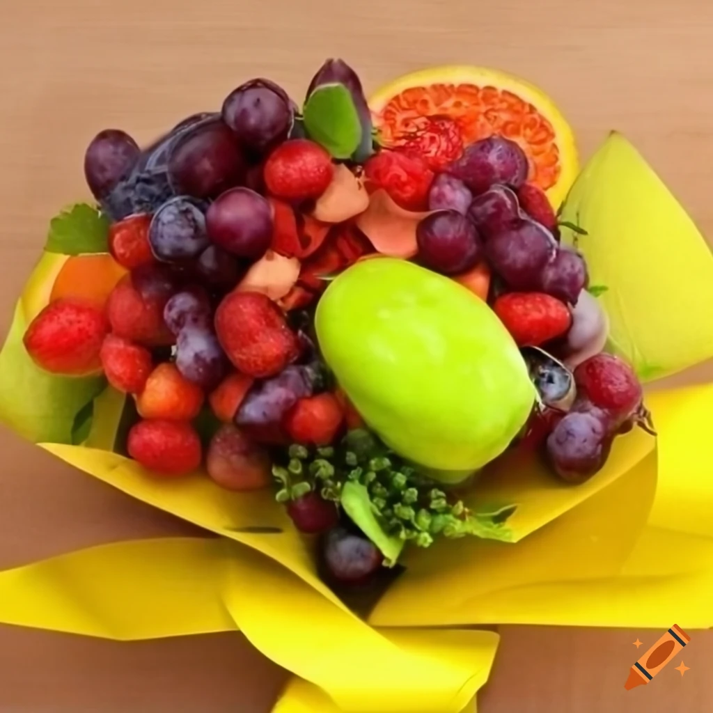 Juicy and inviting fruit bouquet with oranges, papayas, and pomegranates