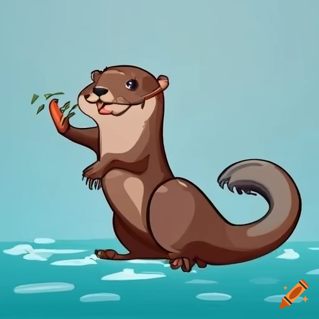 Otter playing in a cartoon style illustration