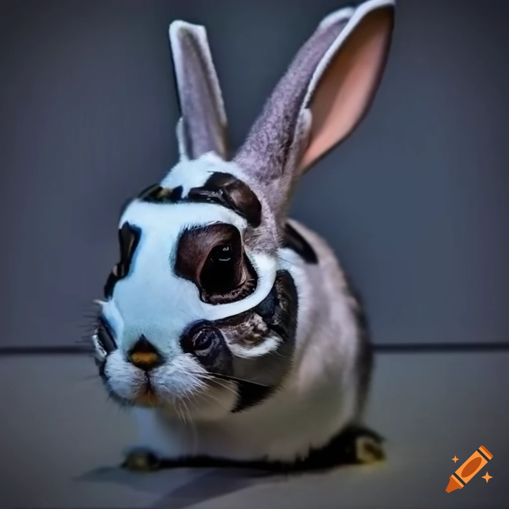 Cybernetic rabbit in a futuristic setting