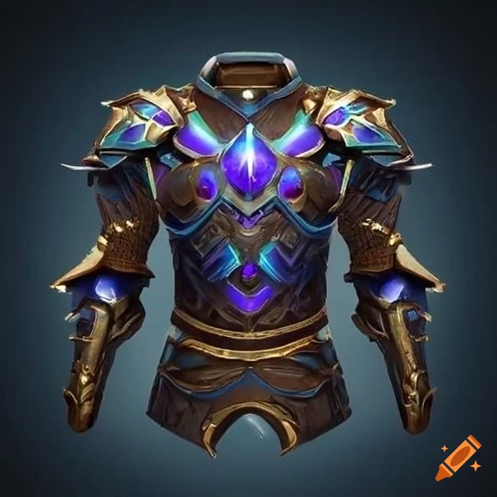 Adorned magic body armor front view on Craiyon