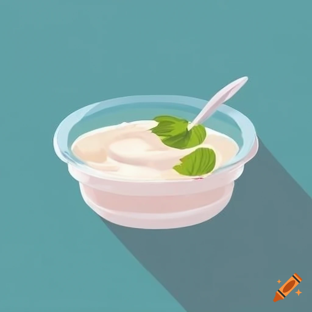 Yogurt in a plastic package in flat style