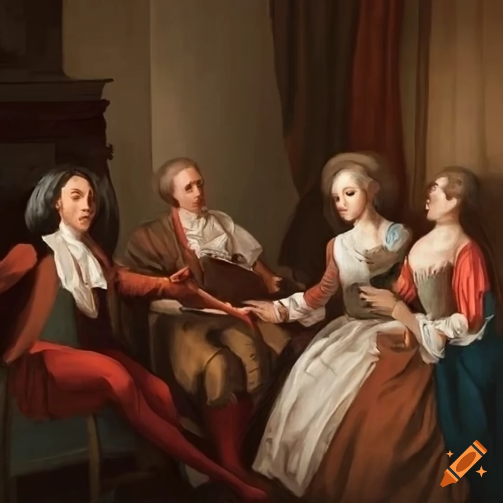 Revolutionists having a discussion in a living room