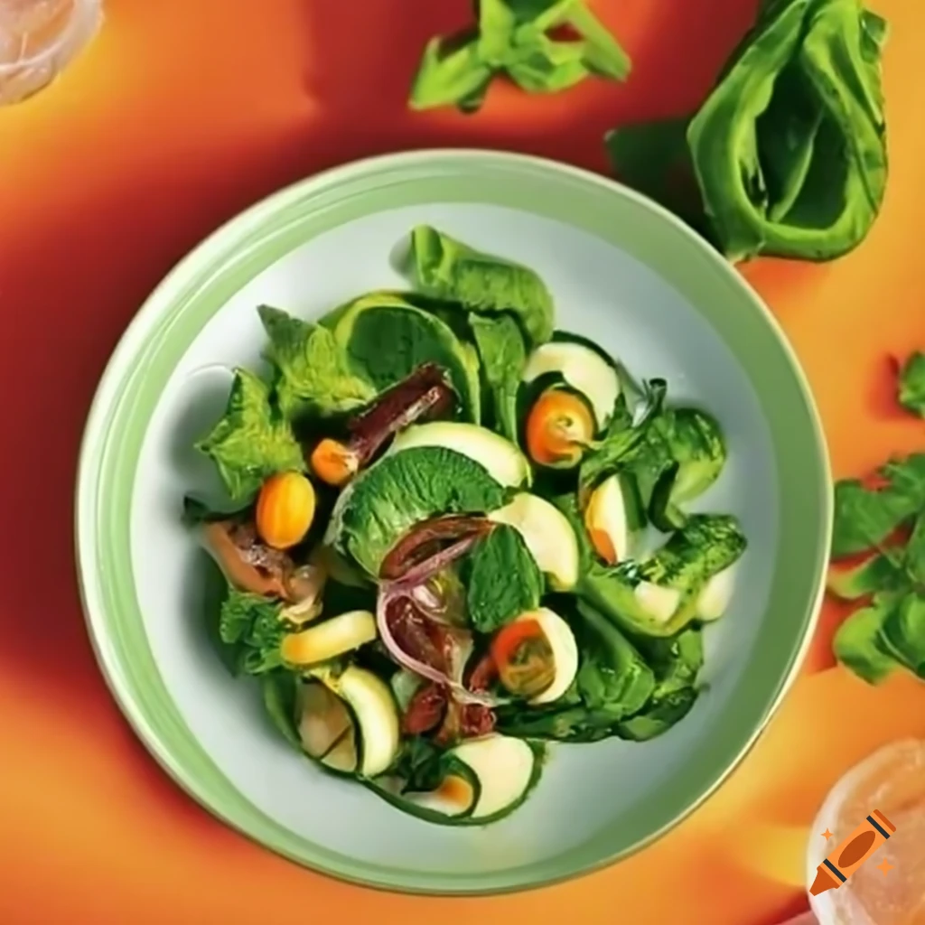 Fancy sliced zucchinis in salad