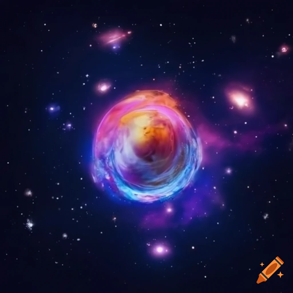 Galactic landscape with floating candy in space on Craiyon
