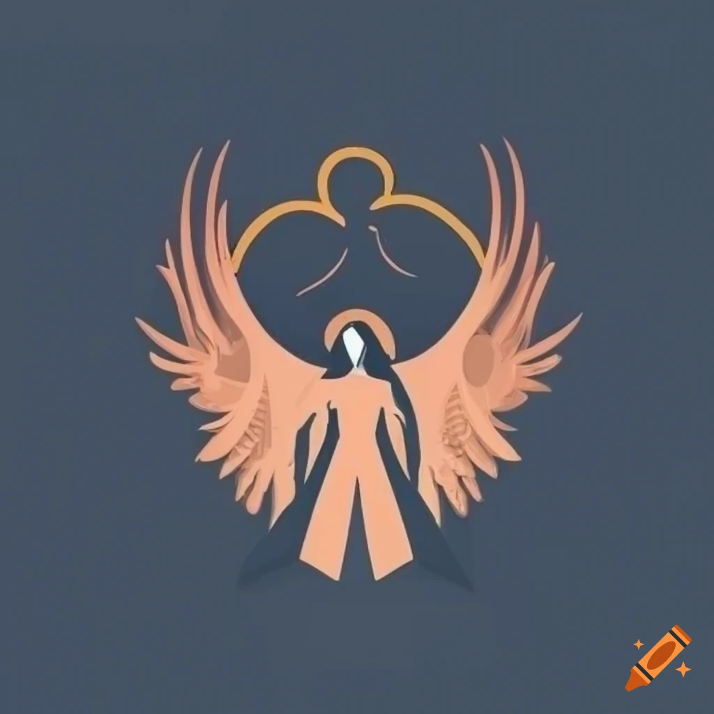 Minimalist logo of angel thrones chained