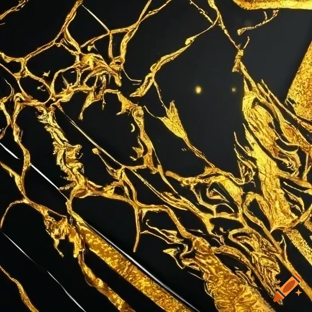 Breathtaking abstract artwork with intricate gold details on black ...