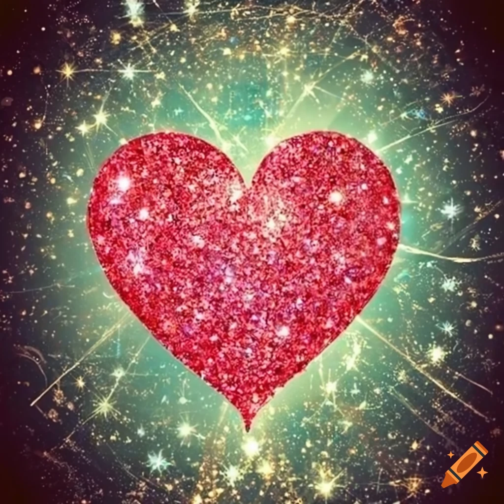 Vintage heart illustration with a touch of glitter