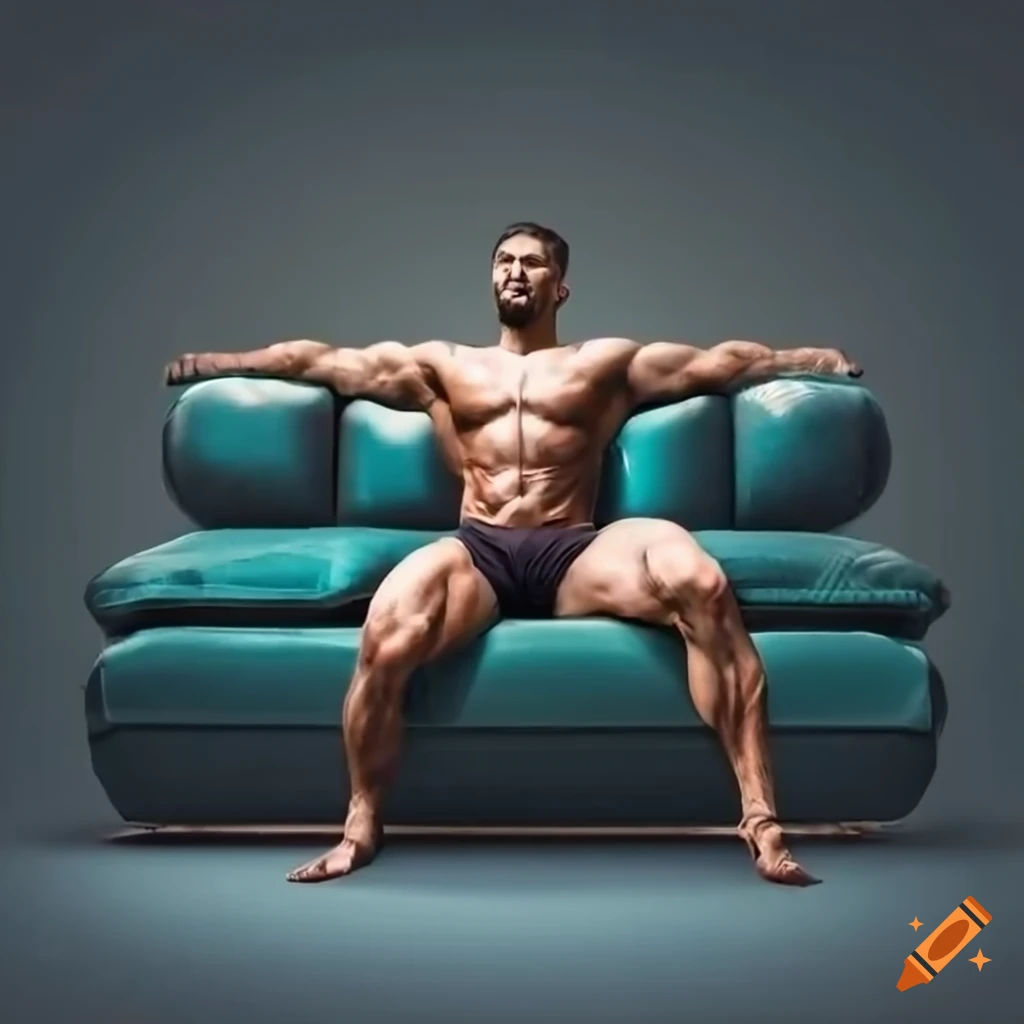 Muscular man laying down in a relaxed position