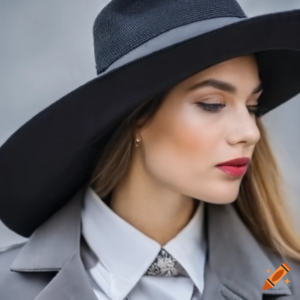 Beautiful woman in stylish attire on the fashion catwalk, close-up shot with soft lighting