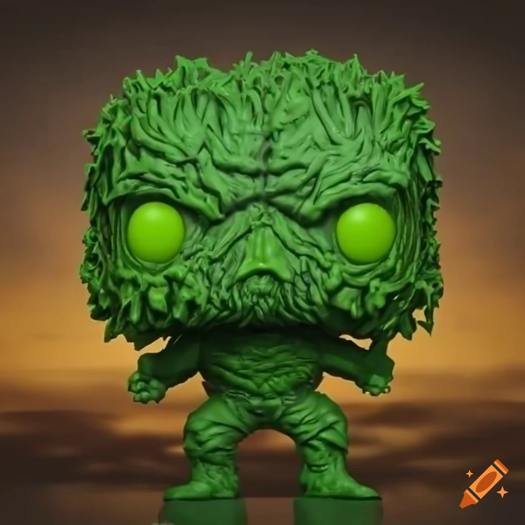 Funko pop DC's Swamp Thing on natural background with diffused lighting