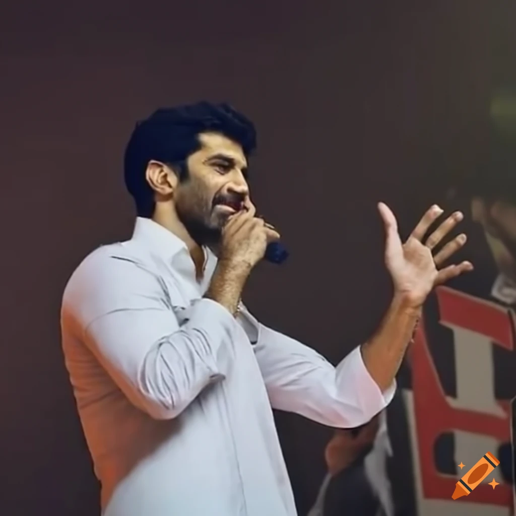 Aditya Roy Kapur as charismatic political speaker at a rally