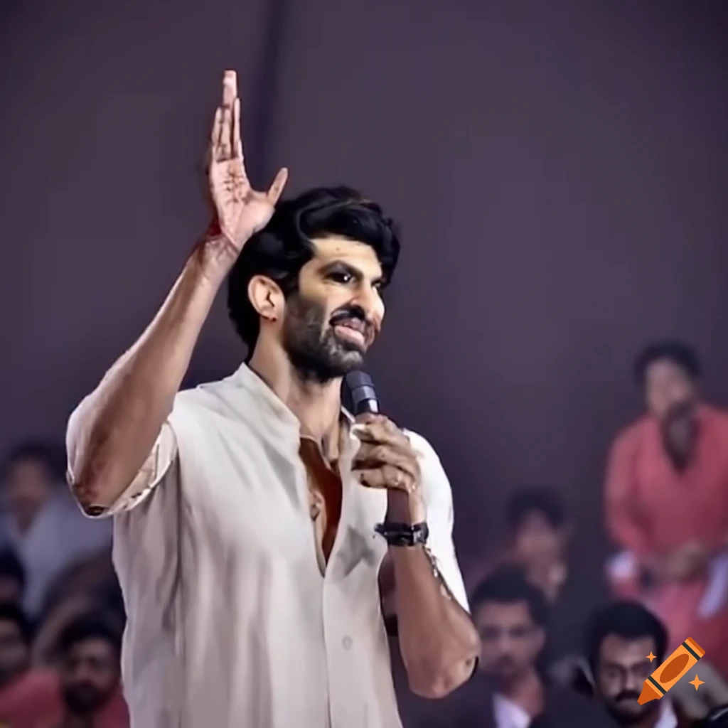 Aditya Roy Kapur as charismatic political speaker at a rally