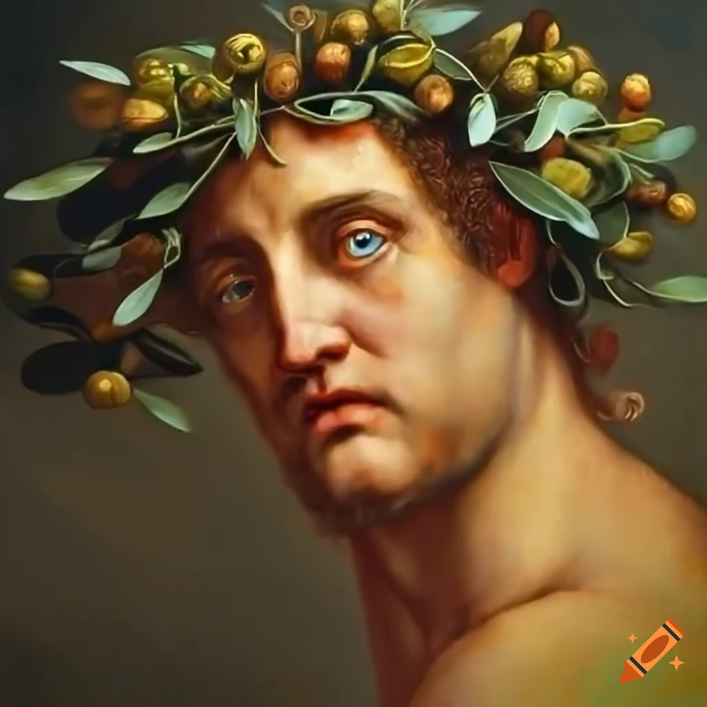 Depiction of Hercules wearing an olive wreath