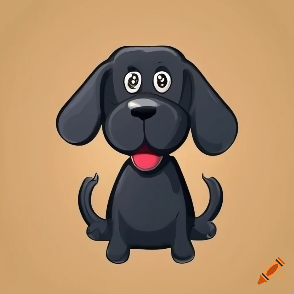 Adorable black dog lying on its back in a playful pose - cartoon style on  Craiyon, image size:1024x1024