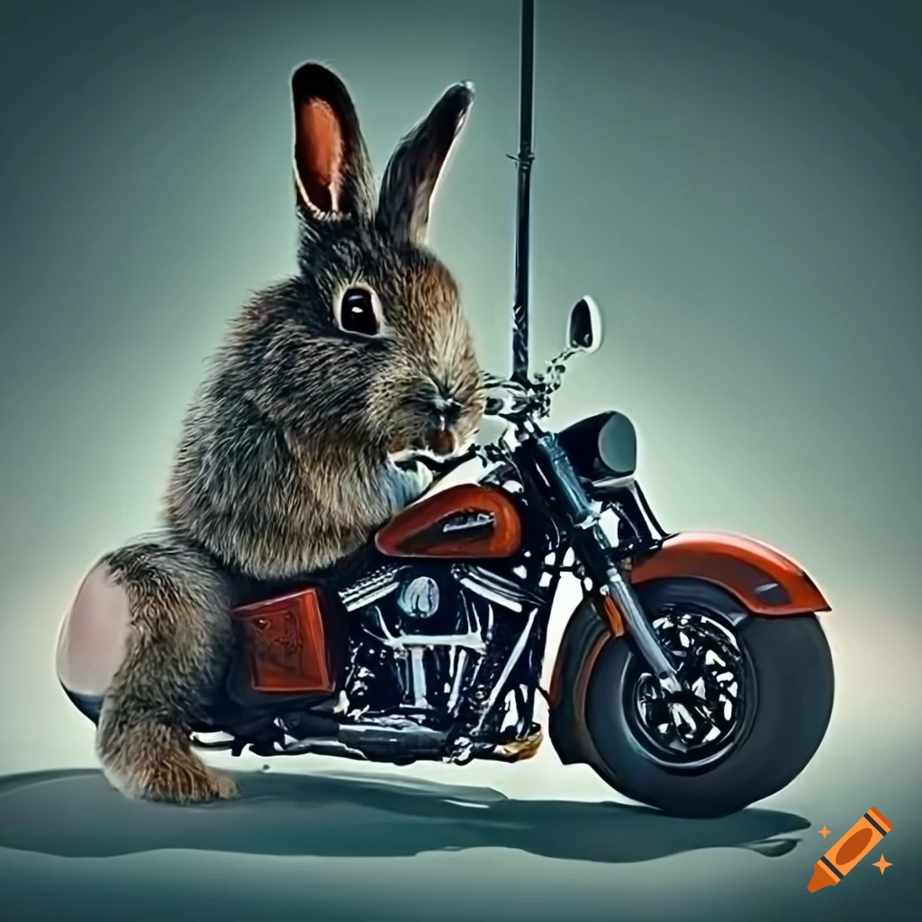Rock rabbit with Harley Davidson