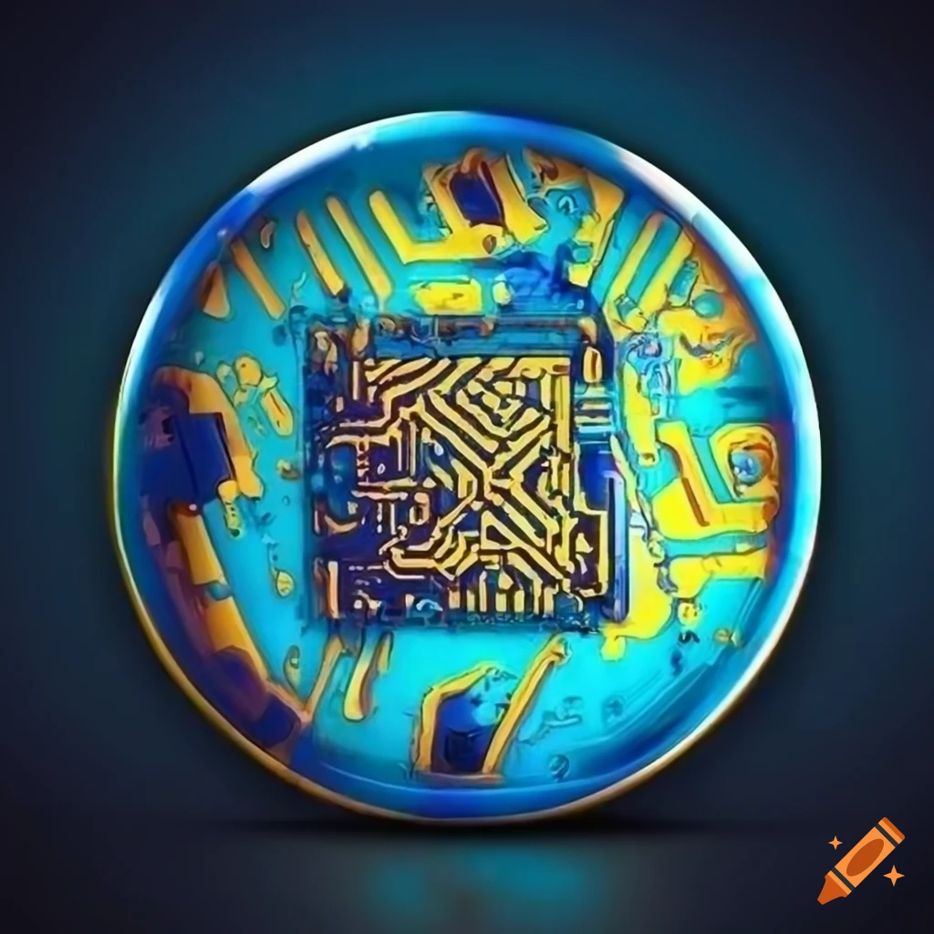 Name Jeff in blue and gold graffiti style on a button with motherboard background
