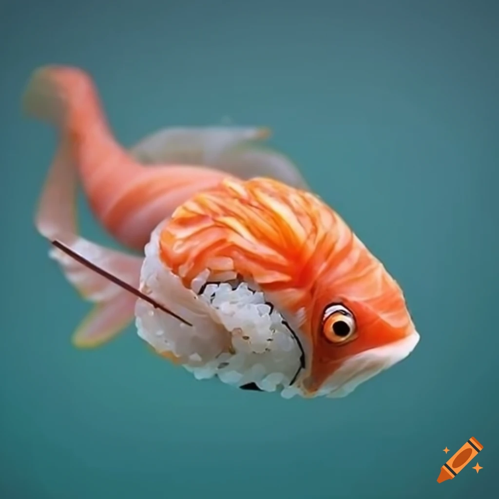 Fish with sushi on body