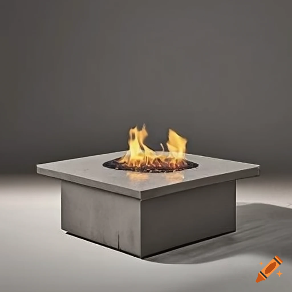 Square fire pit table with concrete top and plywood base
