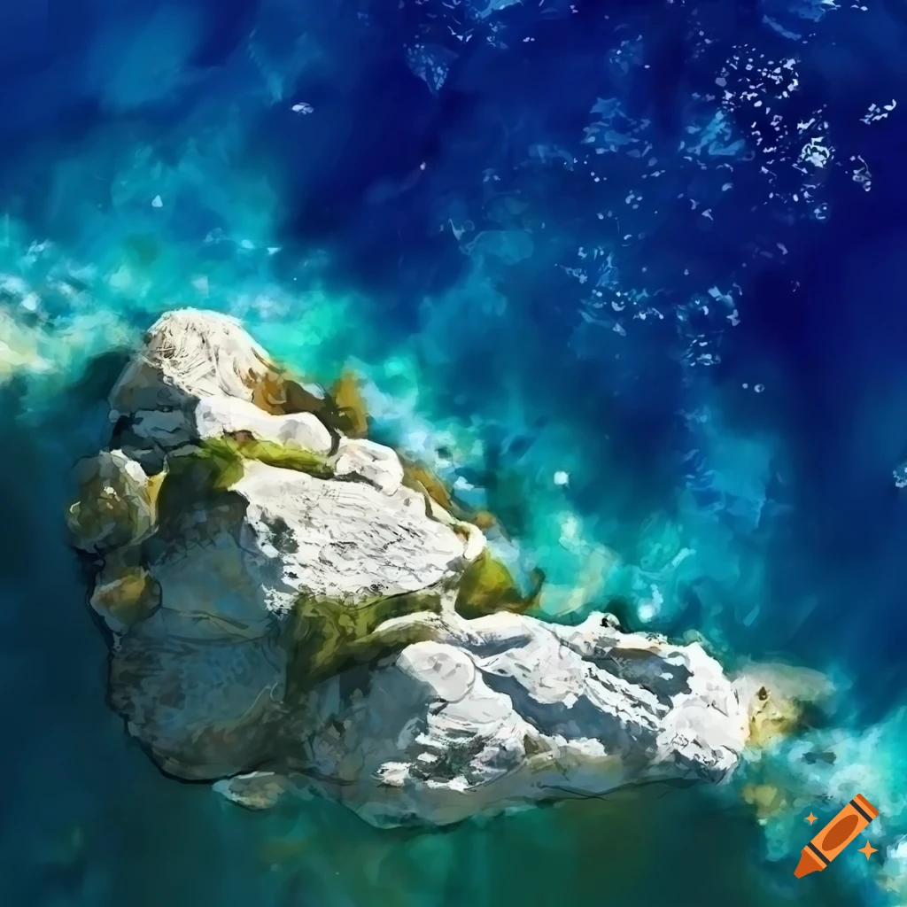 Mediterranean seascape with white rocks from a bird's eye view