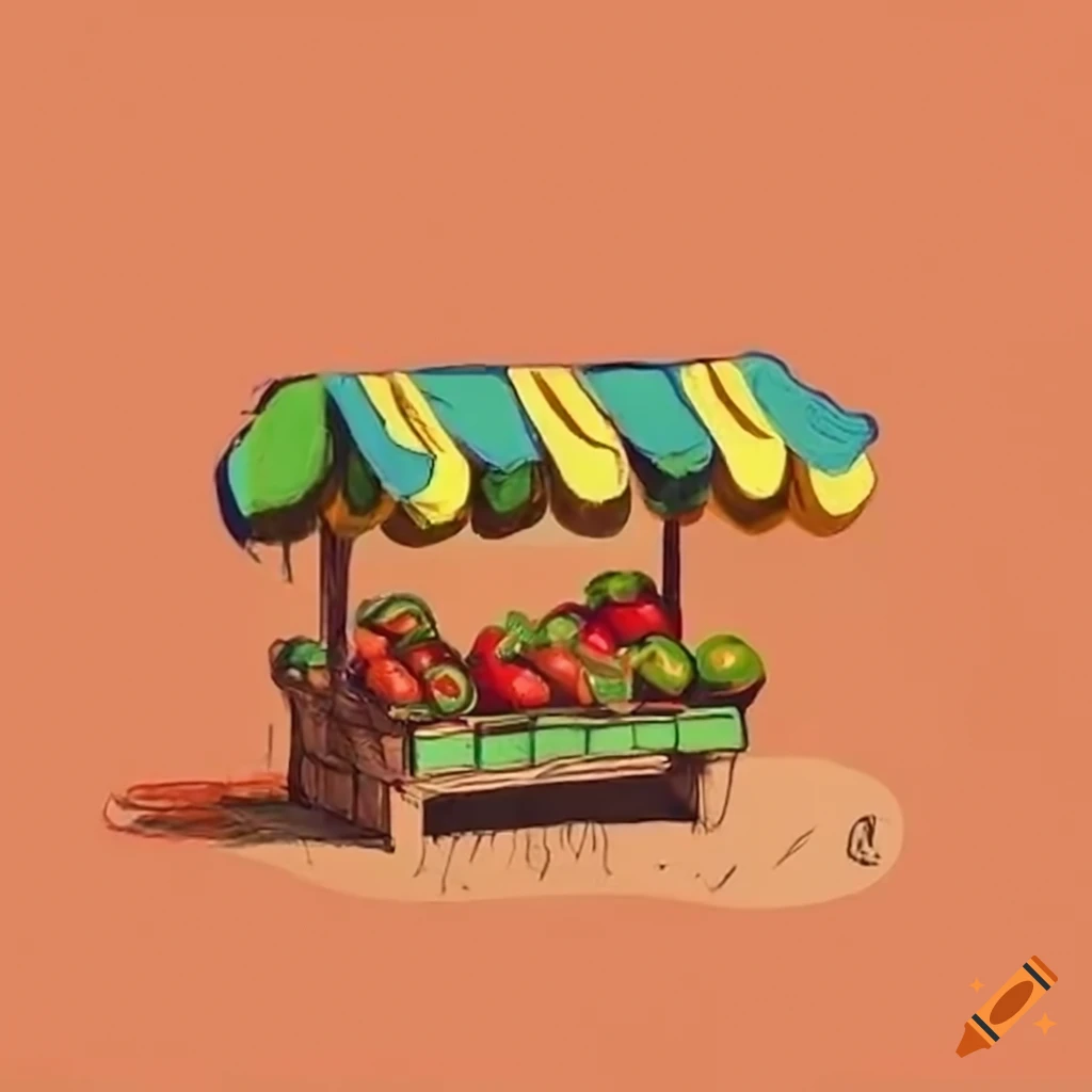 Vibrant market scene with fresh fruits and vegetables