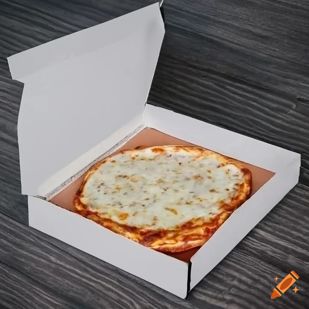 Delicious slice of pizza in a white pizza box mockup