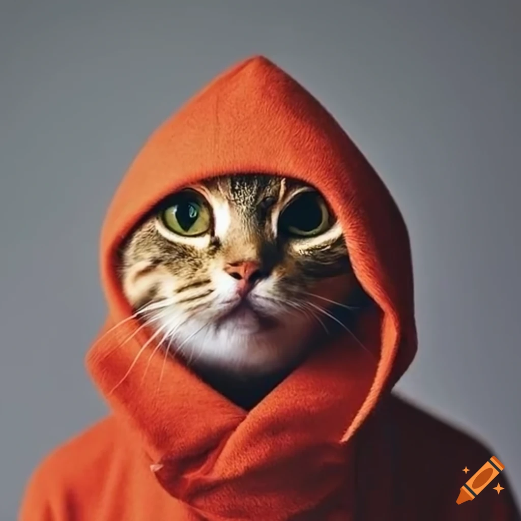 Cat wearing a hoodie on Craiyon