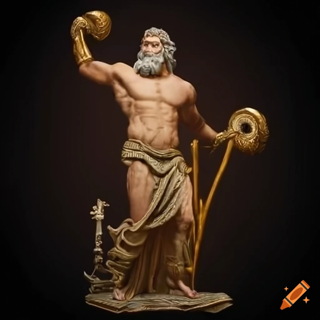 Zeus God holding a dumbbell