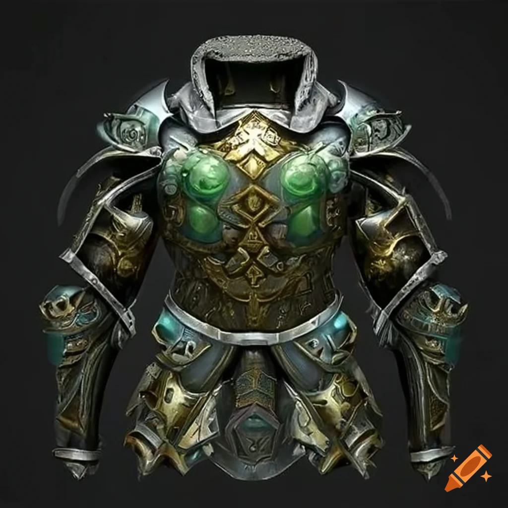 Front view of adorned magic body armor on Craiyon