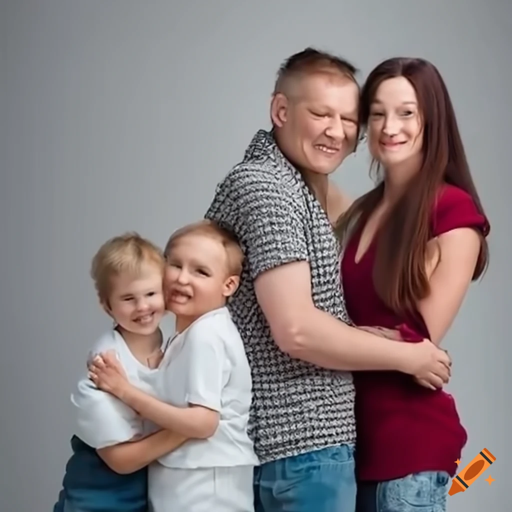 Happy family with dad, mom, and two children