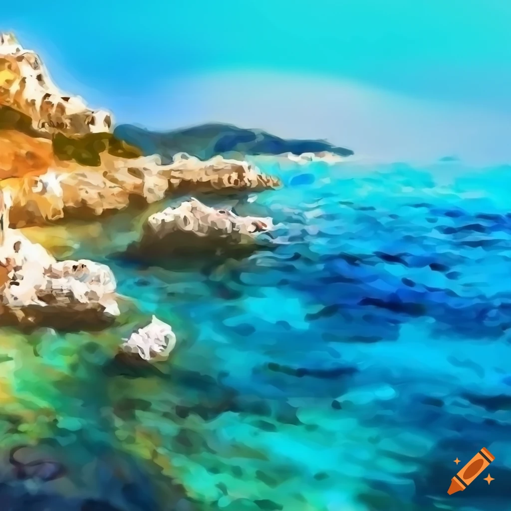 Mediterranean seascape with white rocks from a bird's eye view