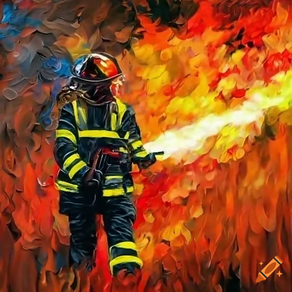 Heroic firefighter battling a grass fire with a Polaris UTV