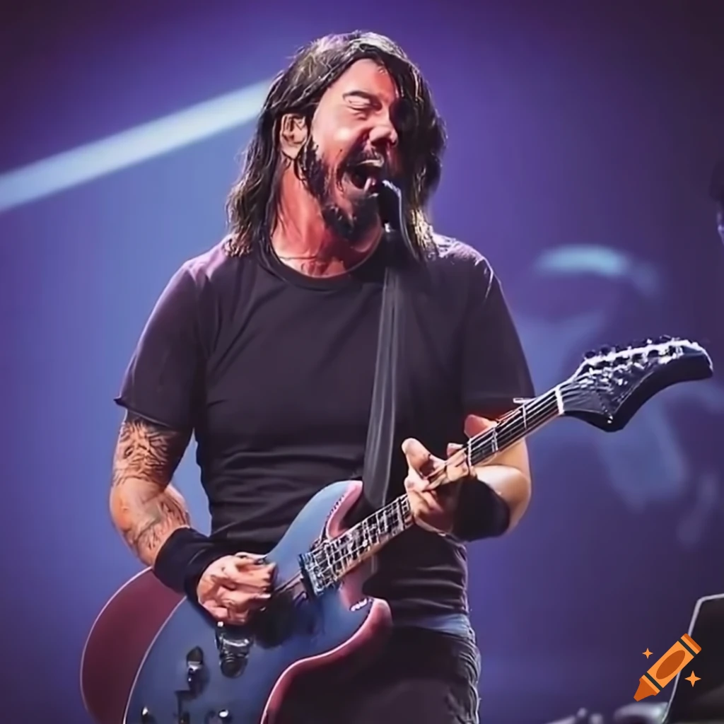Foo fighters live performance with band members on stage on craiyon