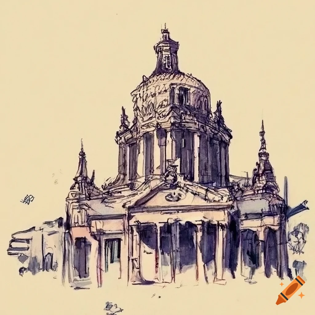 Pencil sketch of Jerez de la Frontera in Spain