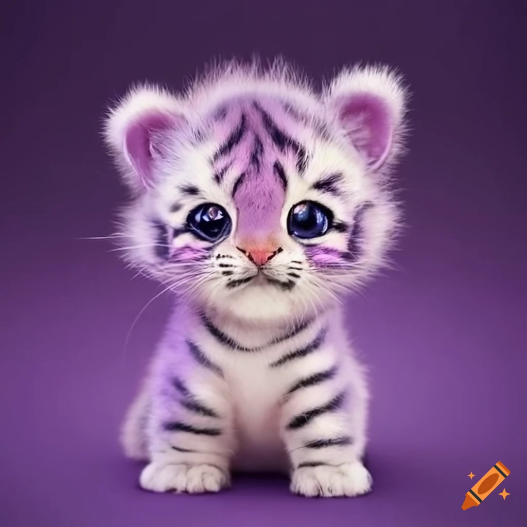 Light purple baby fuzzy tiger on Craiyon, image size:1024x1024