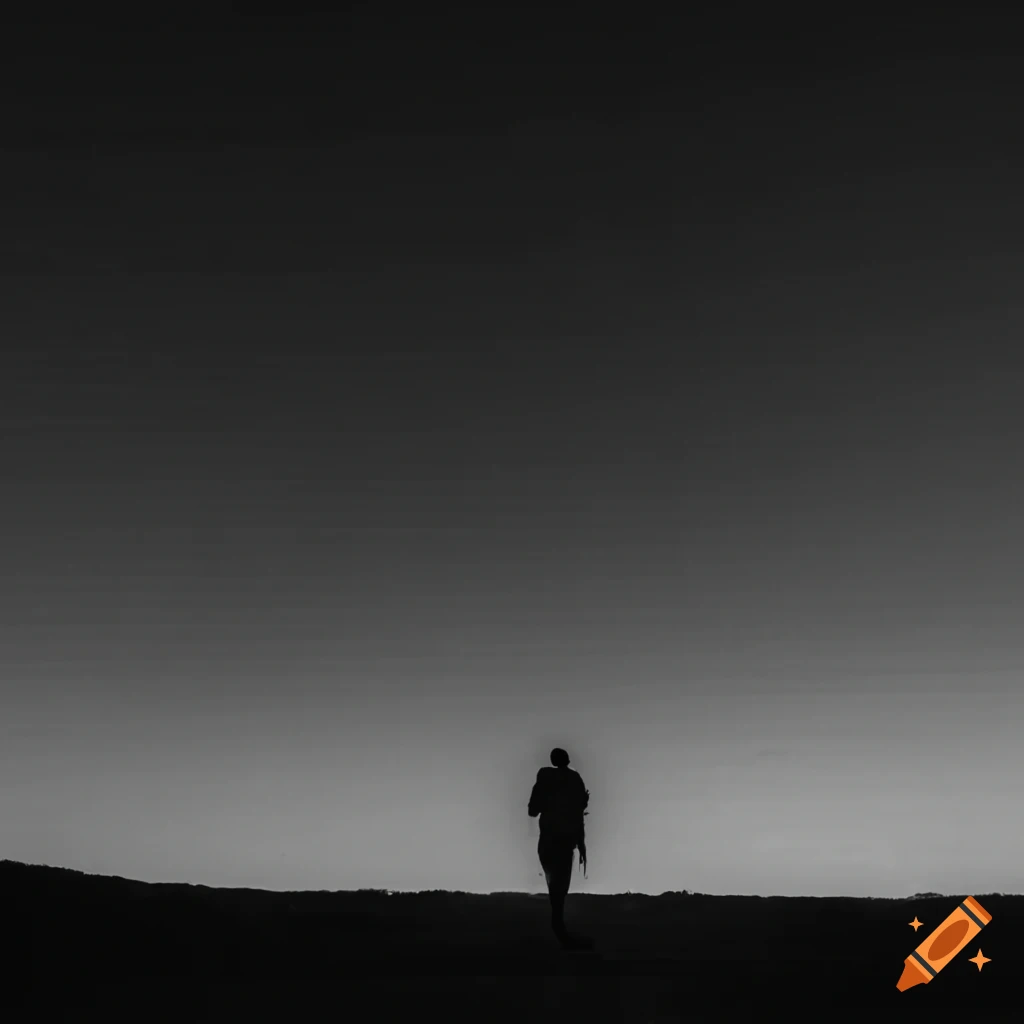Lonely distant road in black and white