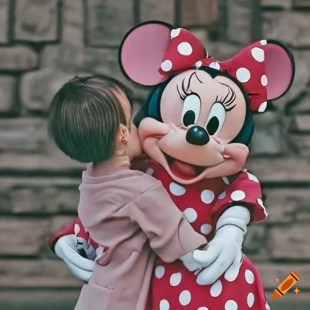 Minnie Mouse offering a piggyback ride to a boy on Craiyon