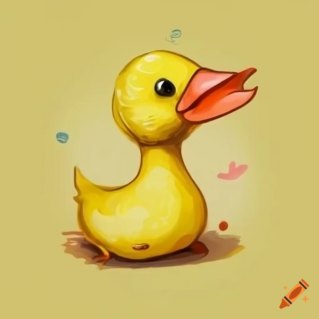 Yellow cute duck doodle