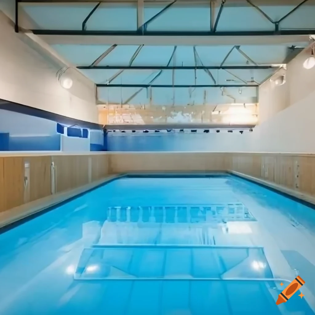 Indoor swimming center with multiple pools separated by dividing walls