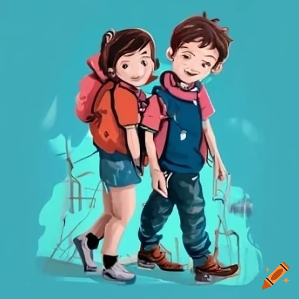 Boy and girl hitchhiking adventure across America